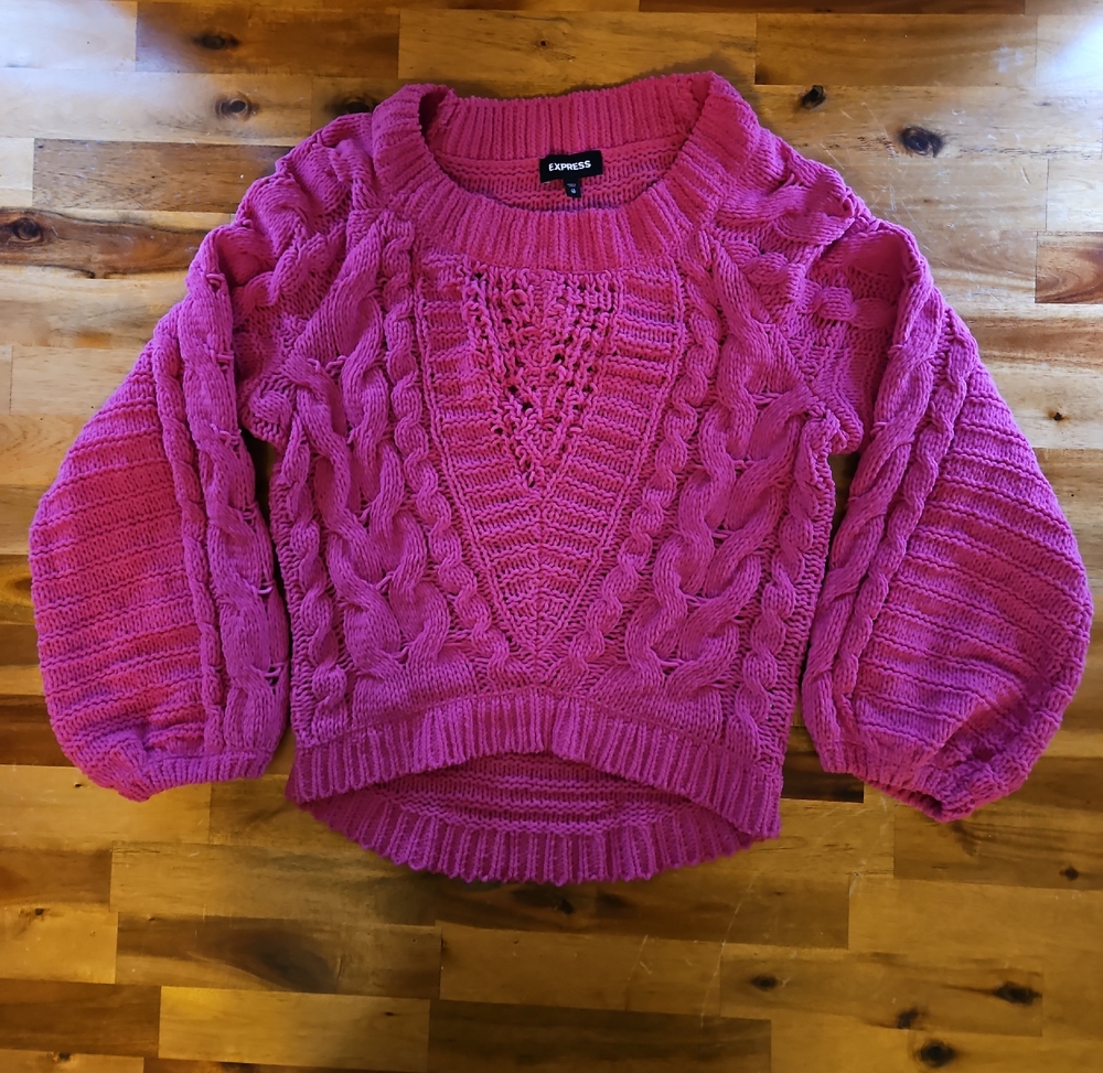 Express Fuchsia Cable Knit Sweater